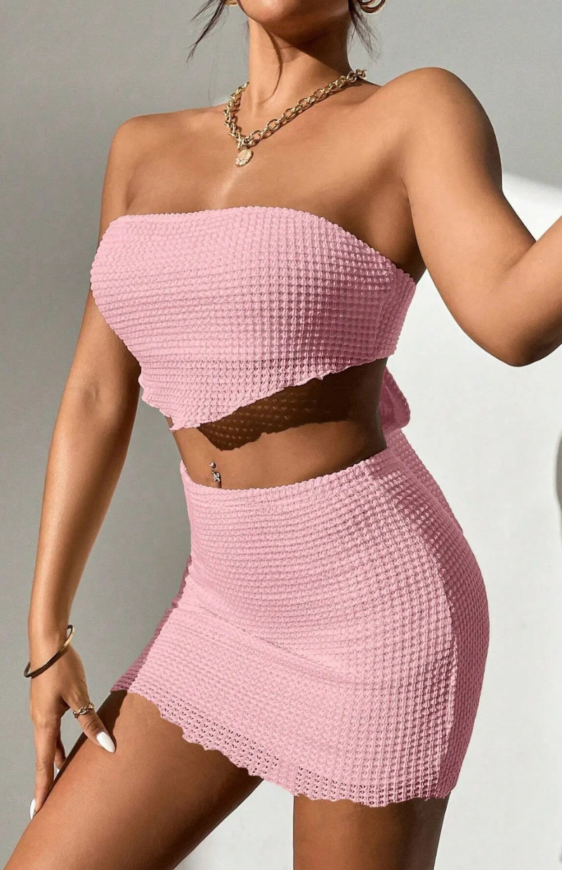 Aria – Textured Tube & Mini Skirt Set