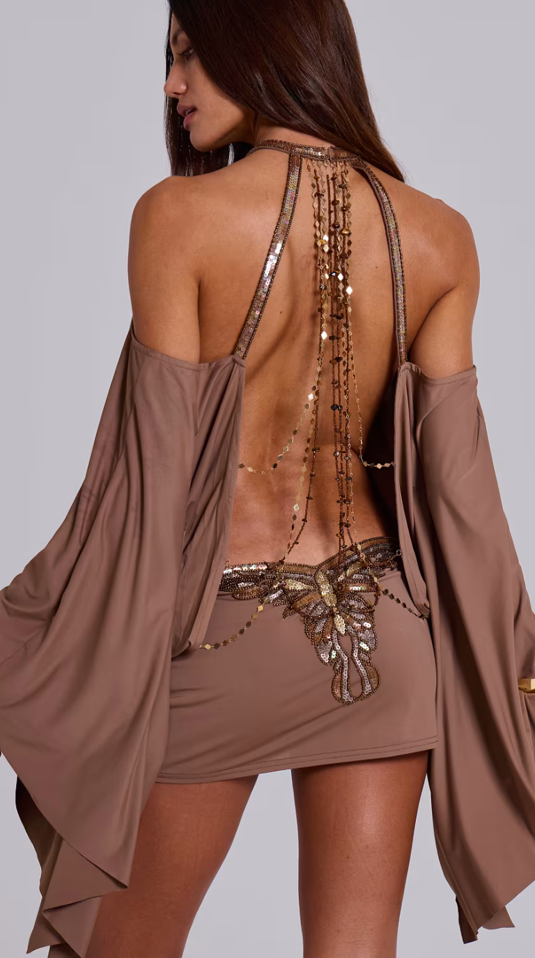 Alessia Embellished Butterfly Mini Dress