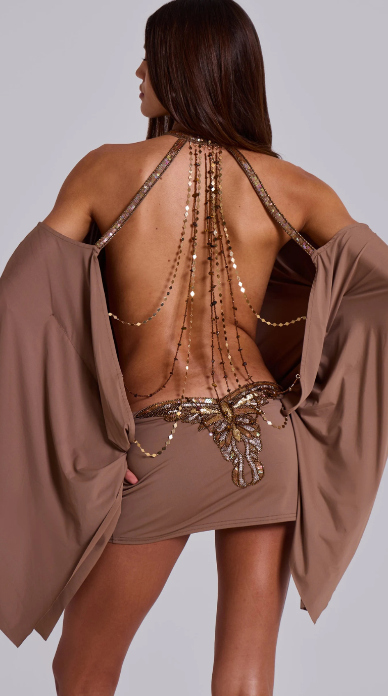 Alessia Embellished Butterfly Mini Dress