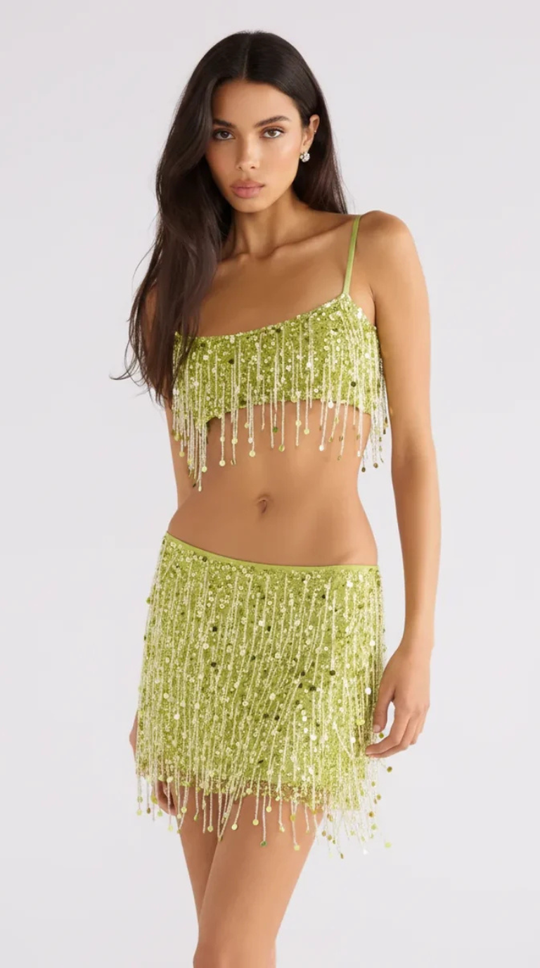 Soraya Hand-Beaded Fringe Set