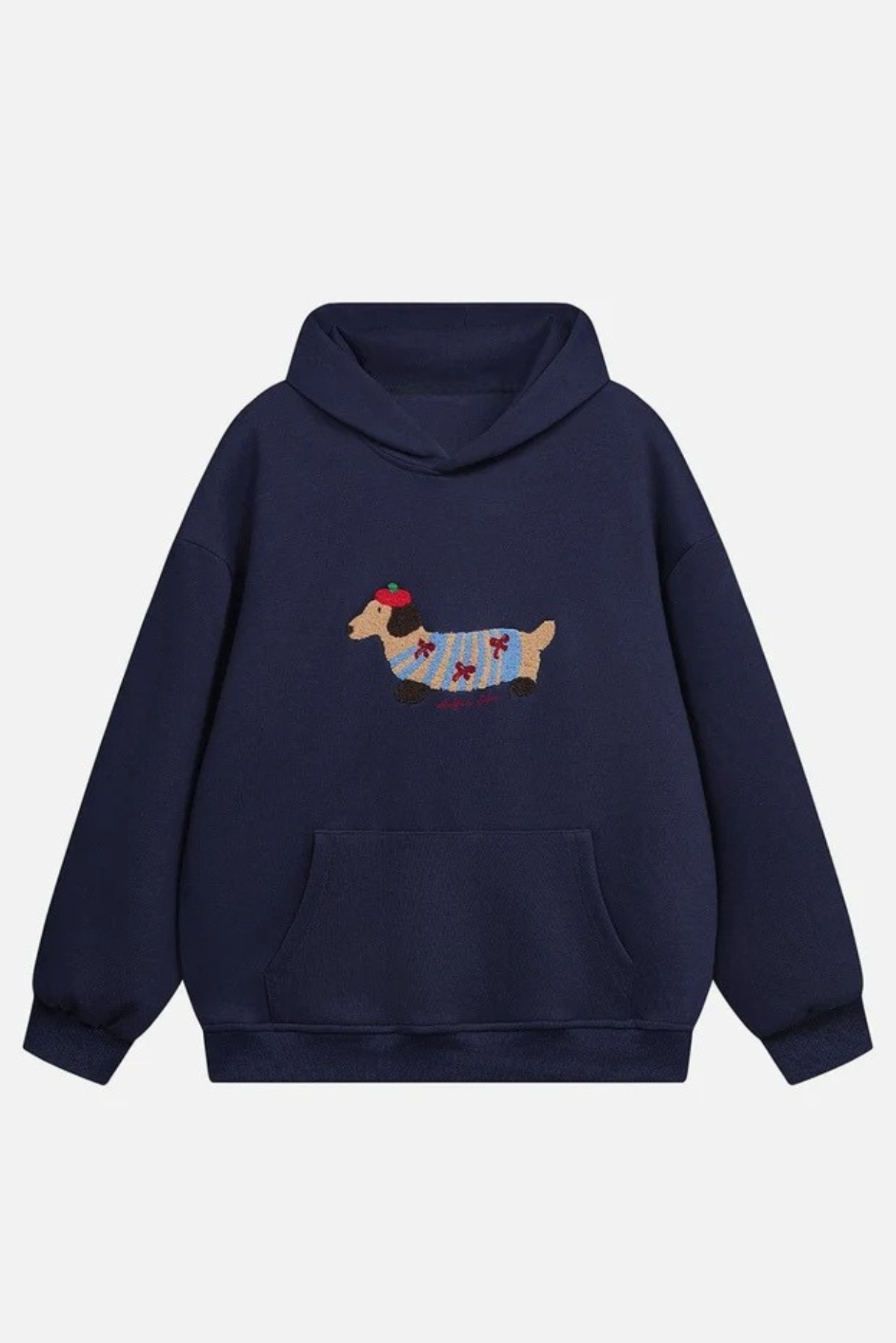 Sleepy Dog Embroidered Oversized Hoodie