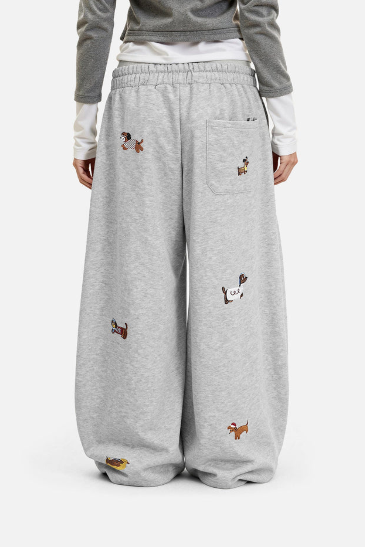 Sleepy Dog Embroidered Barrel Sweatpants