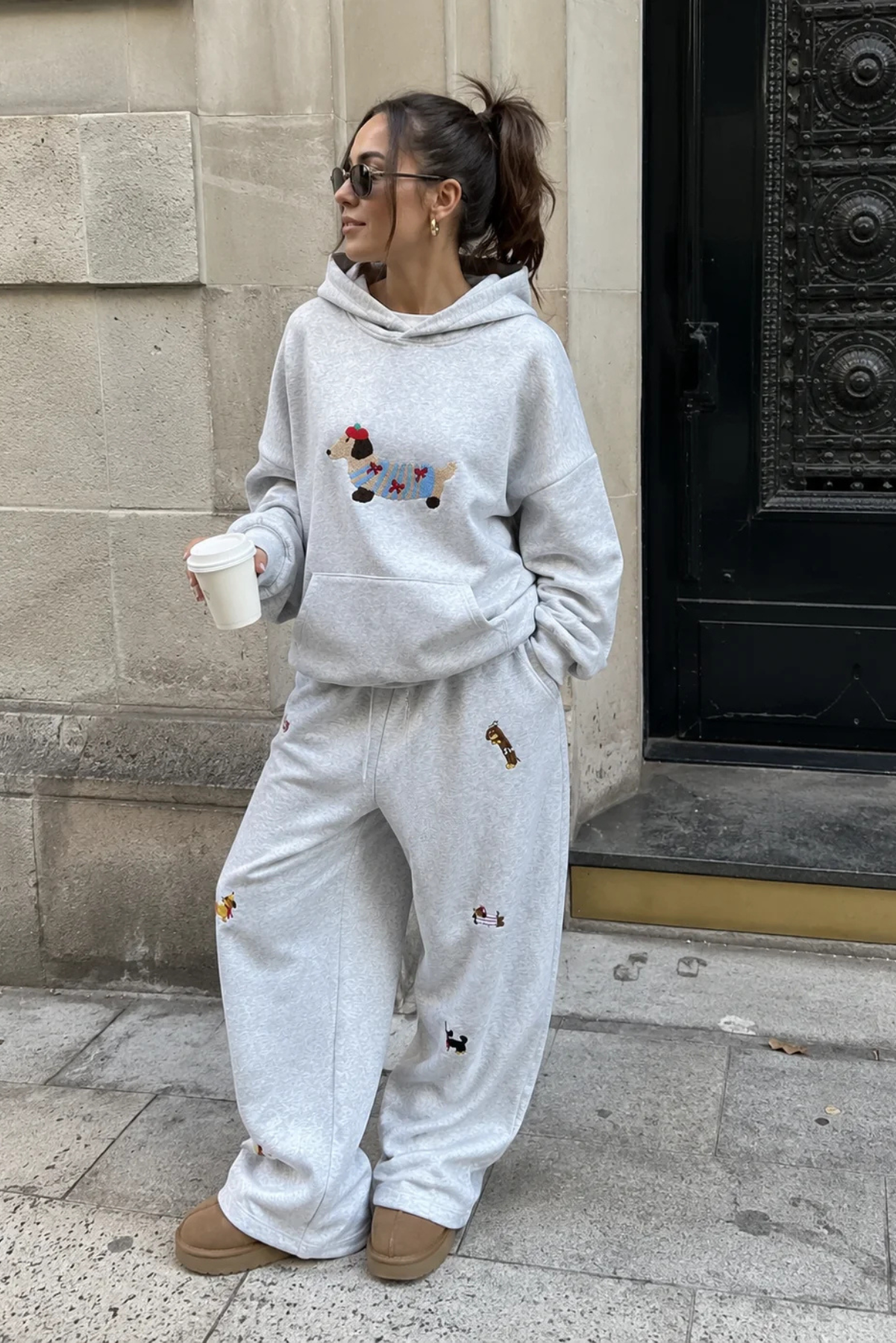 Sleepy Dog Embroidered Barrel Sweatpants