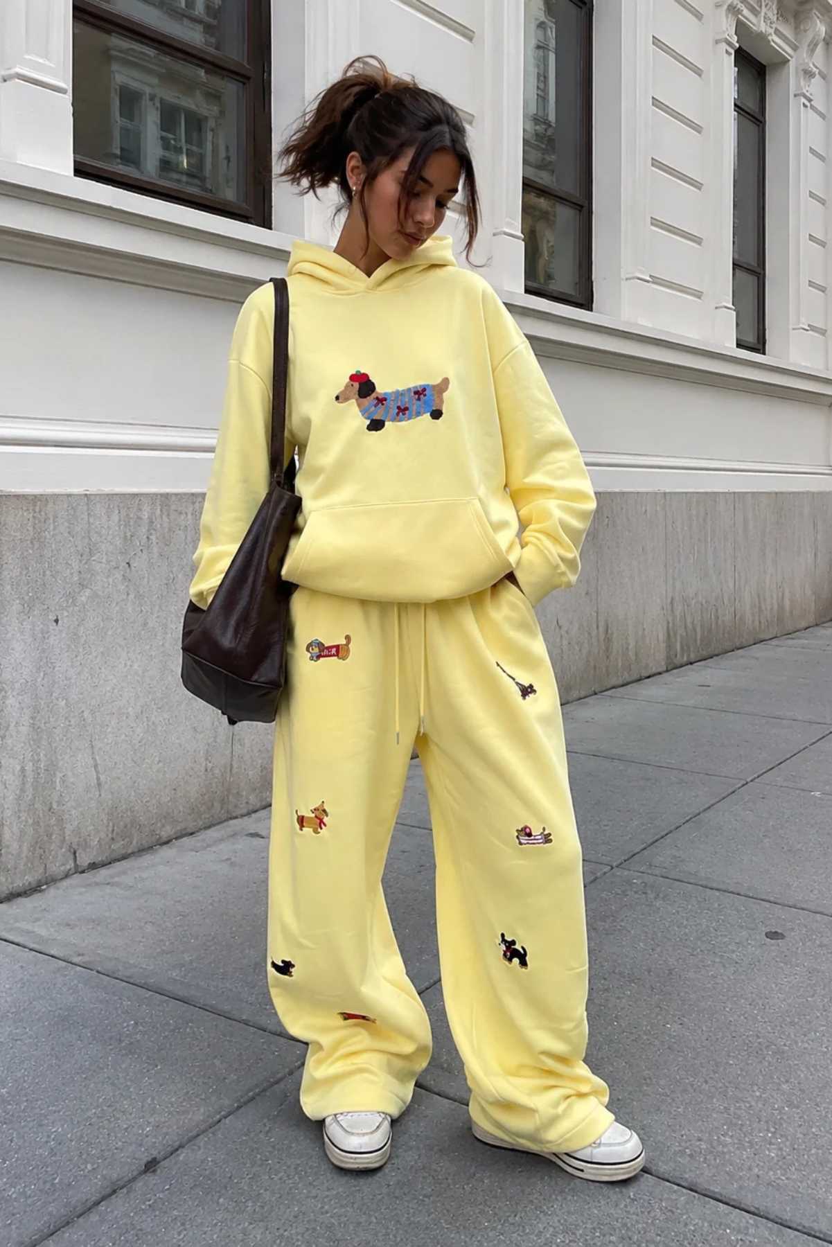 Sleepy Dog Embroidered Barrel Sweatpants