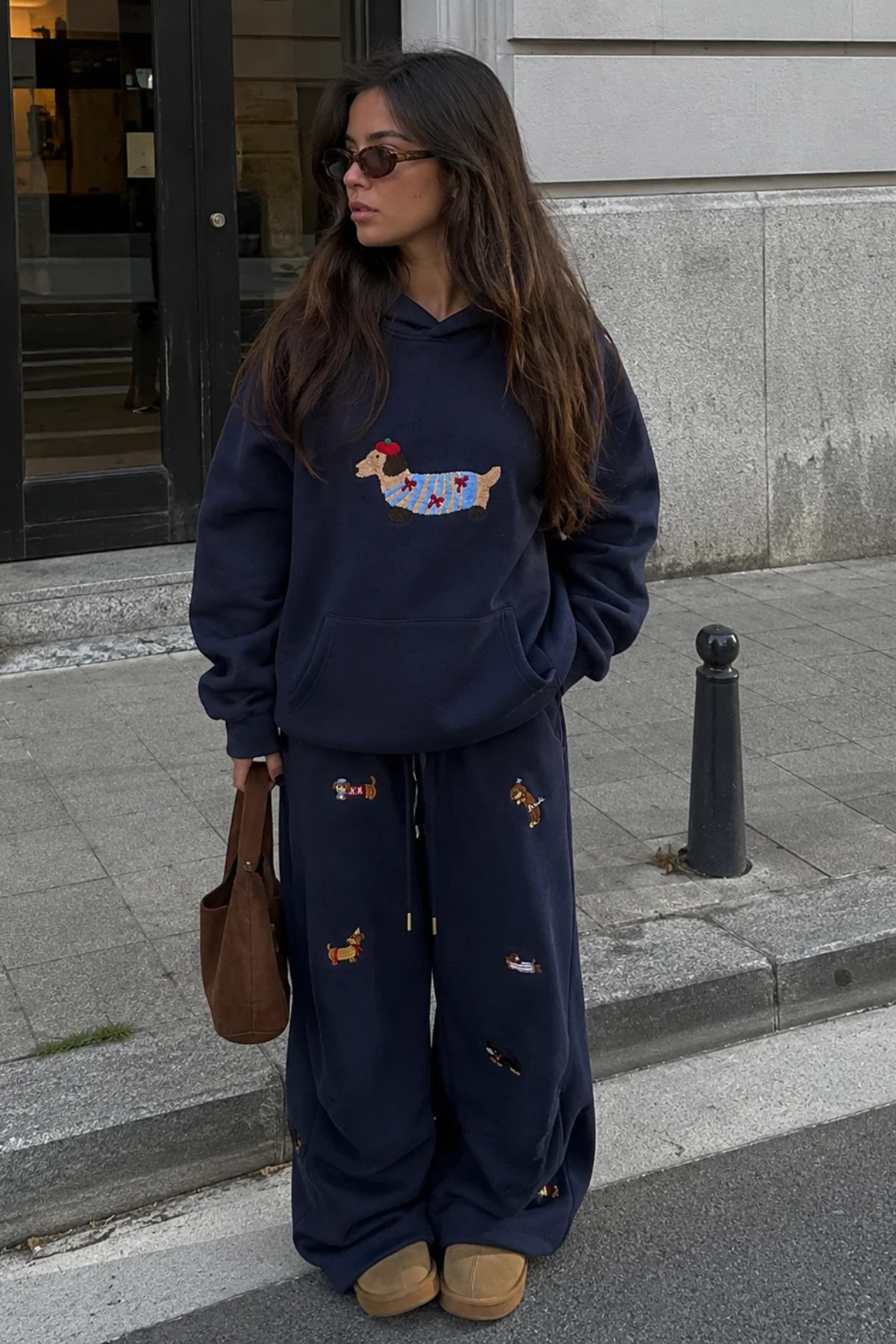Sleepy Dog Embroidered Barrel Sweatpants