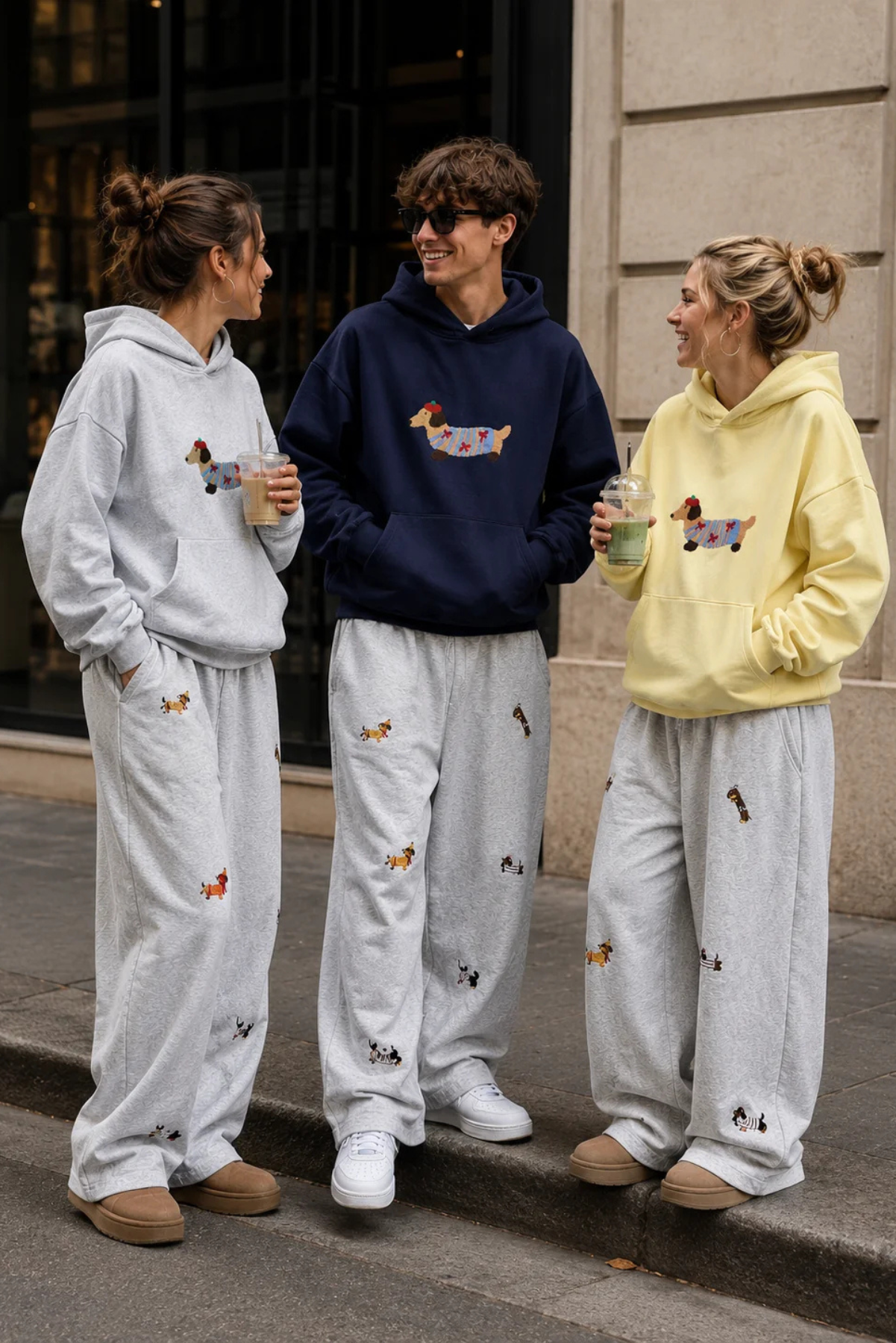 Sleepy Dog Embroidered Barrel Sweatpants