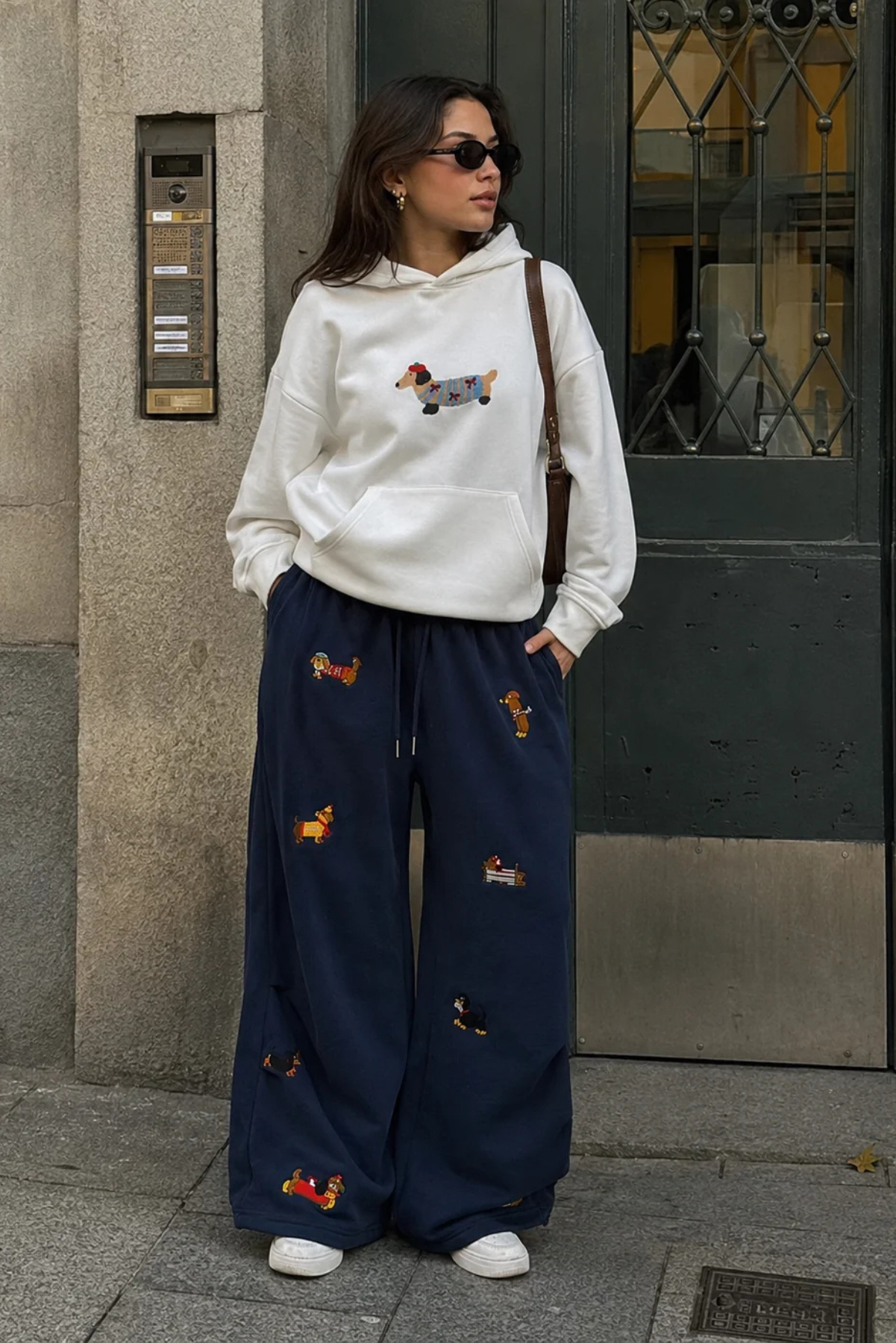 Sleepy Dog Embroidered Barrel Sweatpants