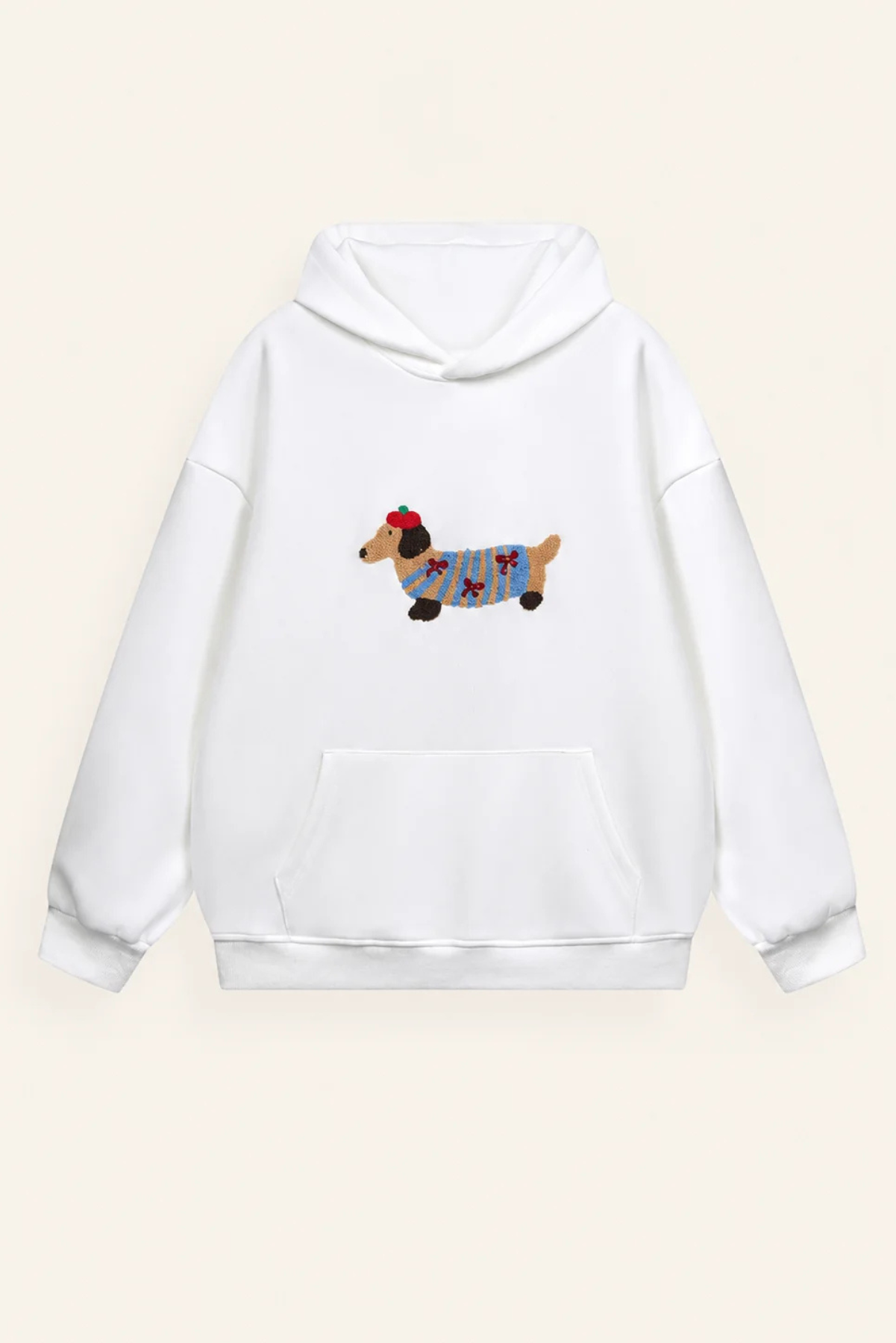 Sleepy Dog Embroidered Oversized Hoodie