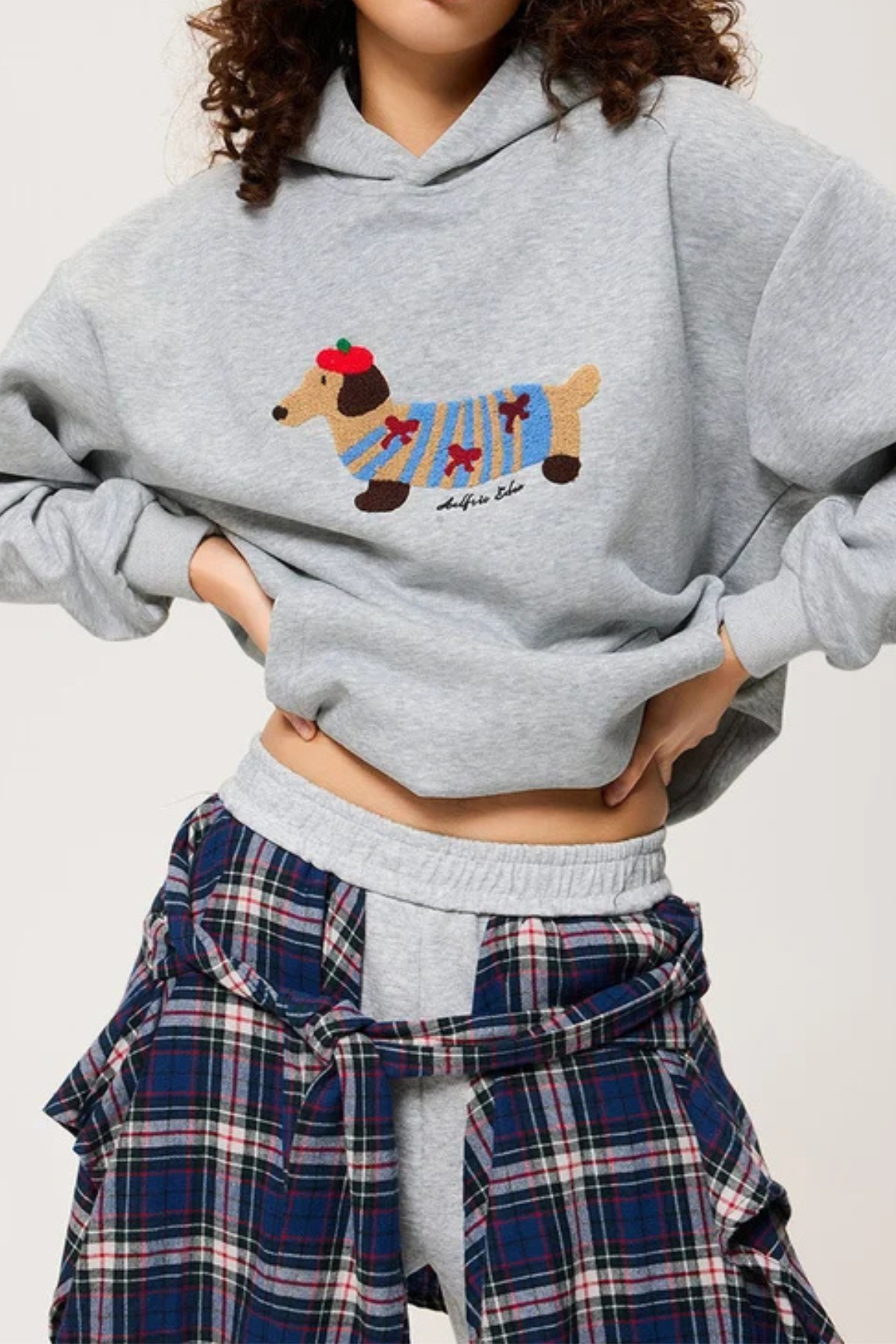 Sleepy Dog Embroidered Oversized Hoodie