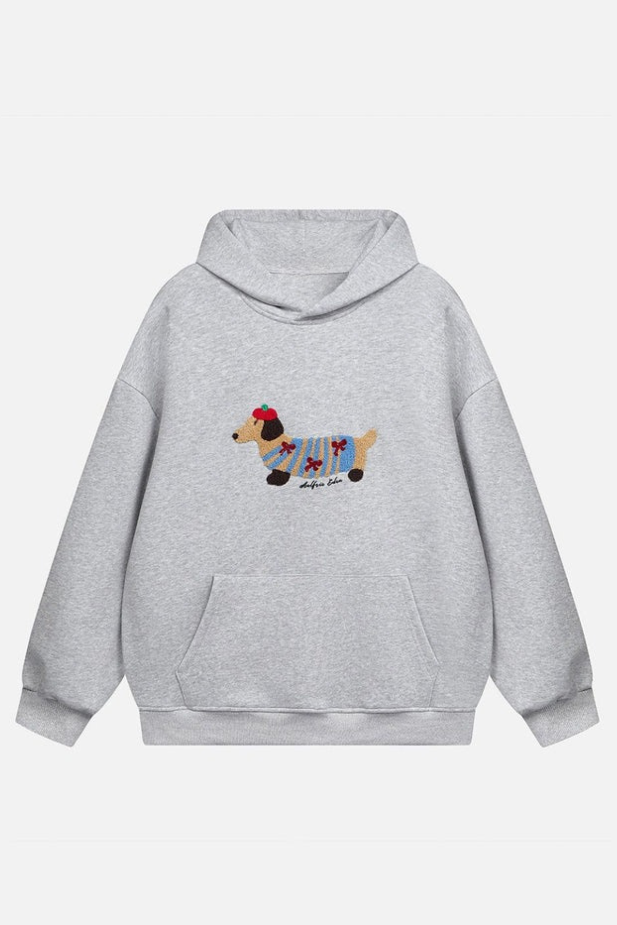 Sleepy Dog Embroidered Oversized Hoodie
