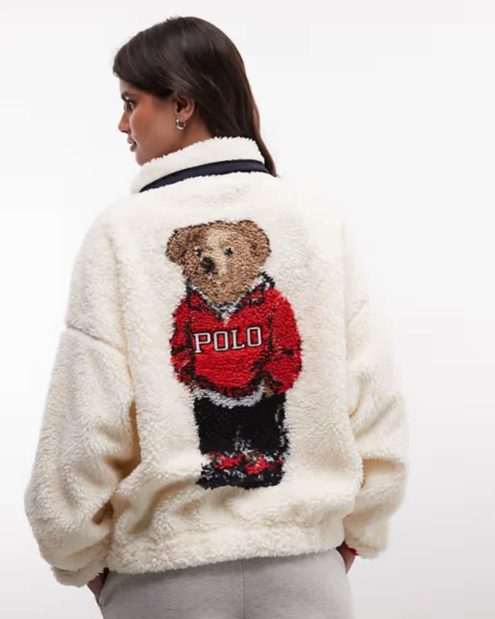 Fleece Borg Bear Sweatshirt in Ecru