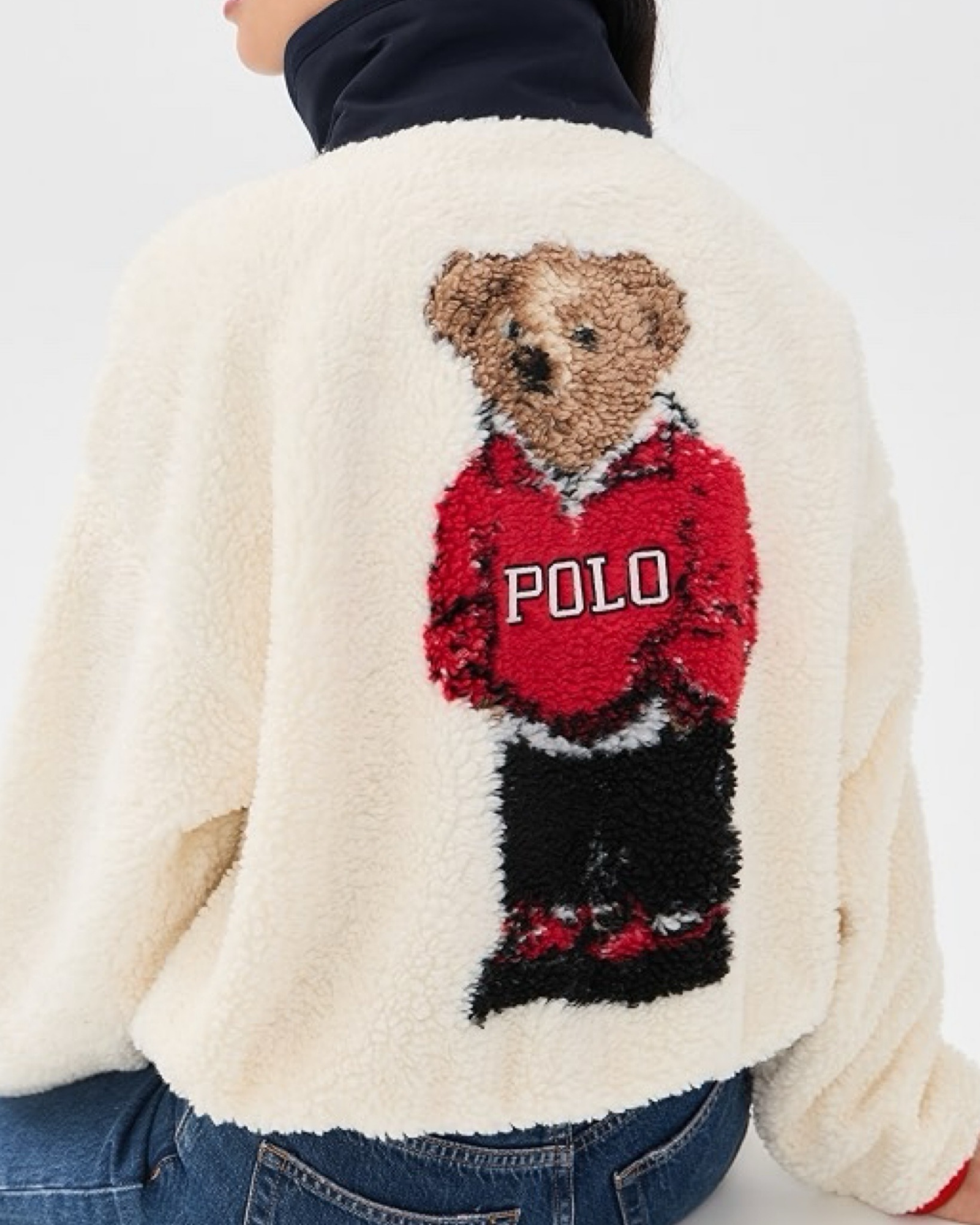 Fleece Borg Bear Sweatshirt in Ecru