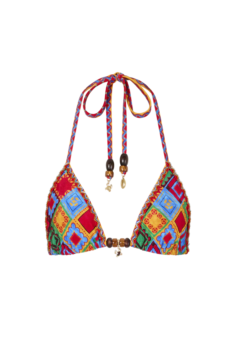 Cartagena Beaded Triangle Bikini Top