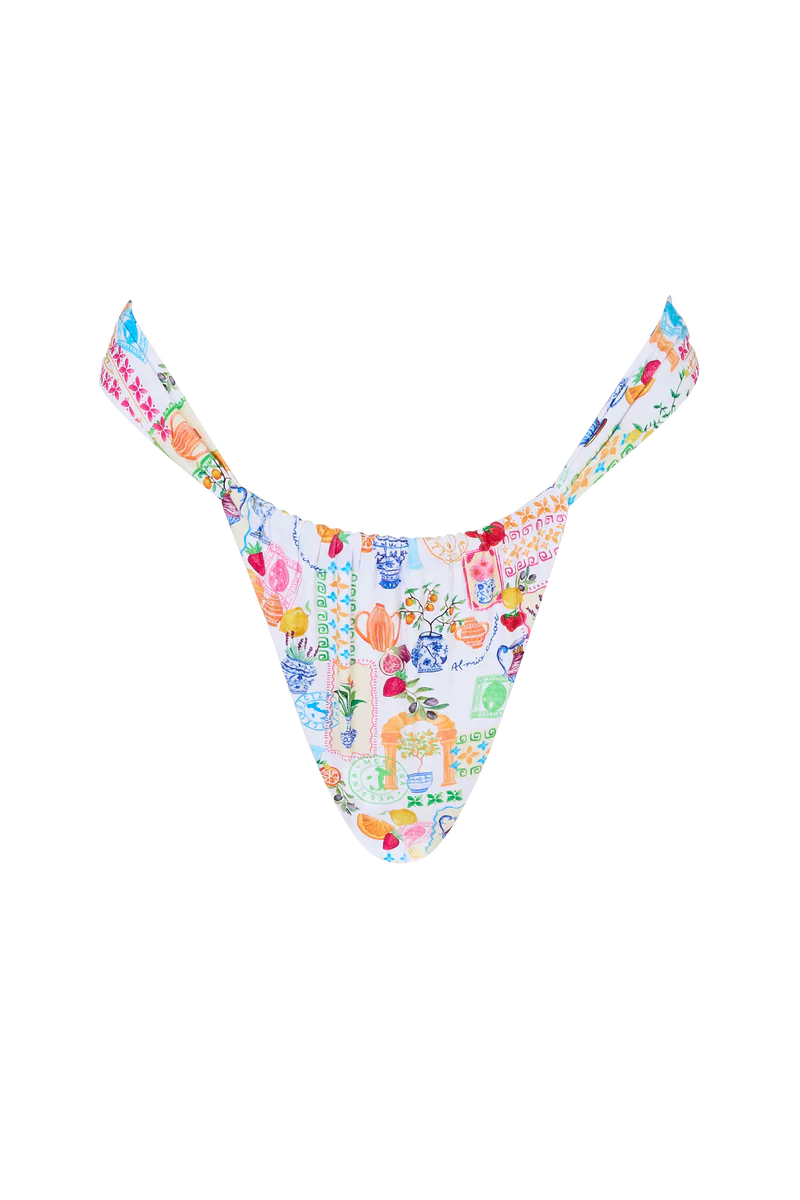 Sorrento Ruched Thong Bikini Bottom